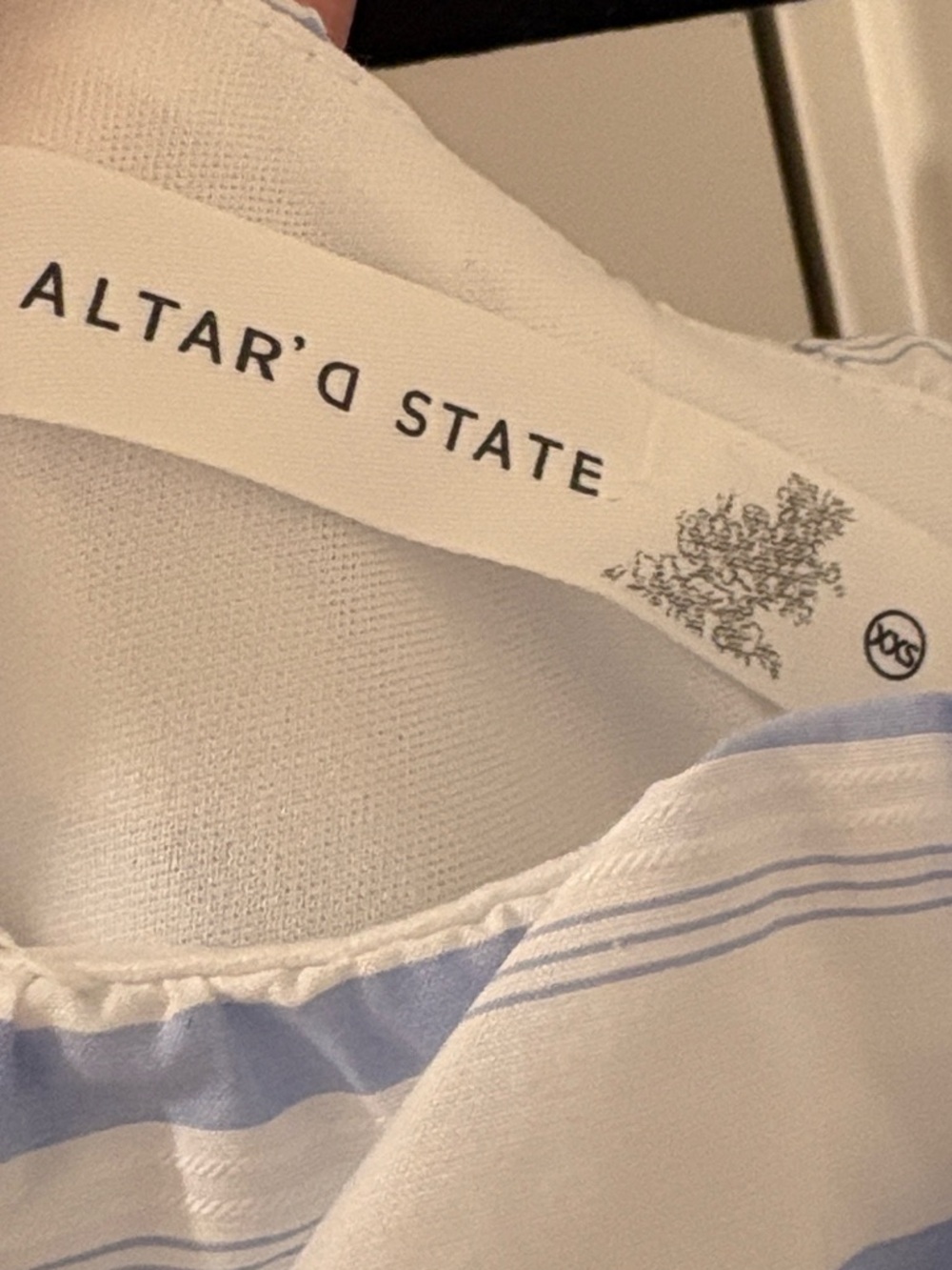 NWT [Altar’d State] Striped Lace Maxi/Midi Sundress White/Blue Women’s XXS - Picture 12 of 12